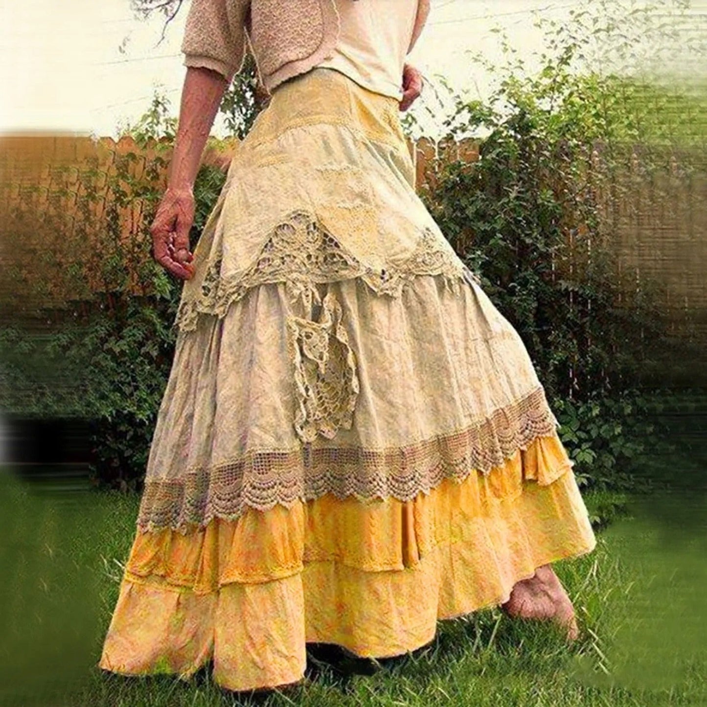 Eveloria Damen Boho-Rock Spitze Lang