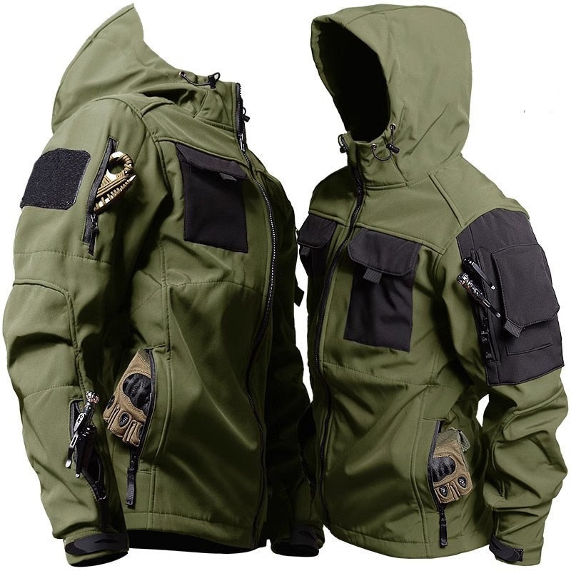 Herren Tactical Jacke Kapuze Reißverschluss Vieltaschen - Eveloria