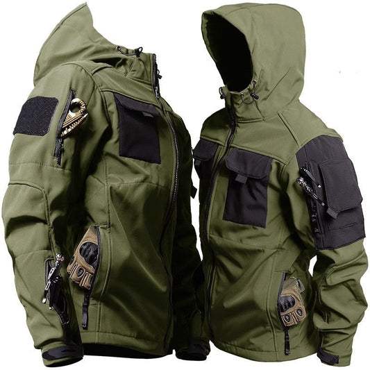 Herren Tactical Jacke Kapuze Reißverschluss Vieltaschen - Eveloria