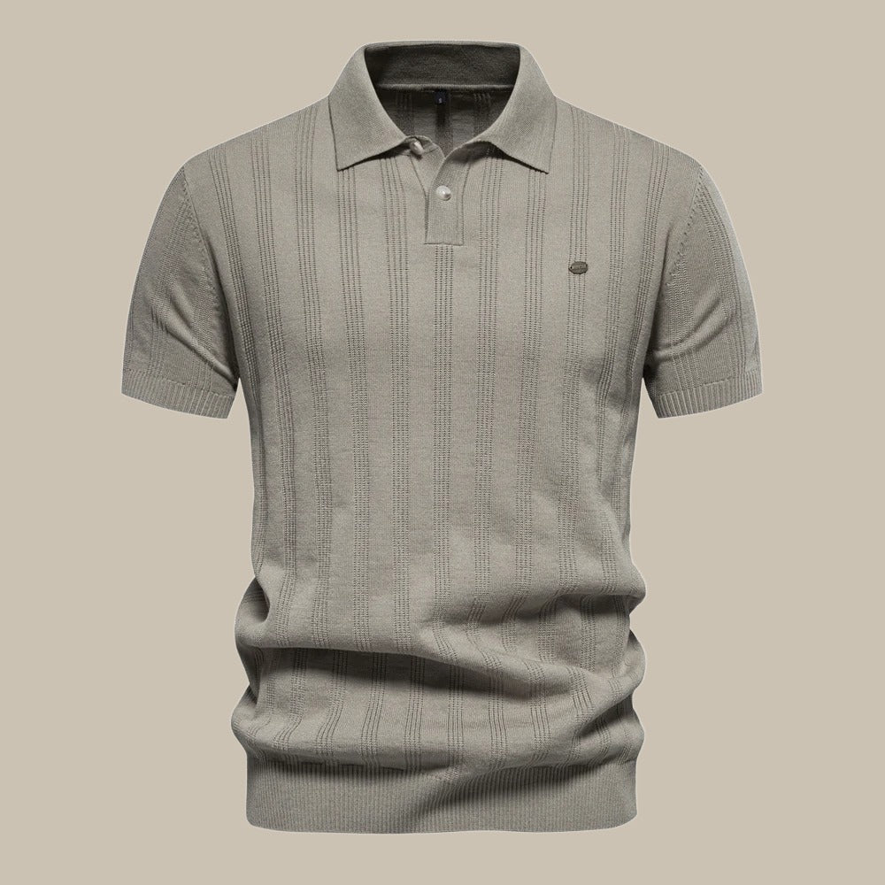 Herren Polo Strickshirt Strukturiert Knopf Rainer