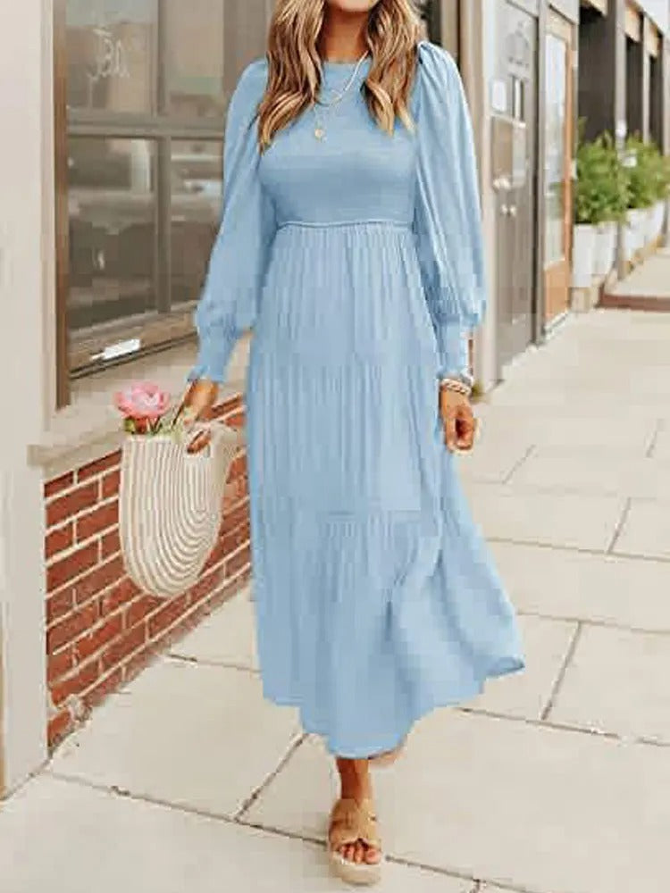 Eveloria Damen Midi-Kleid Langärmlig mit Dinnerjacket
