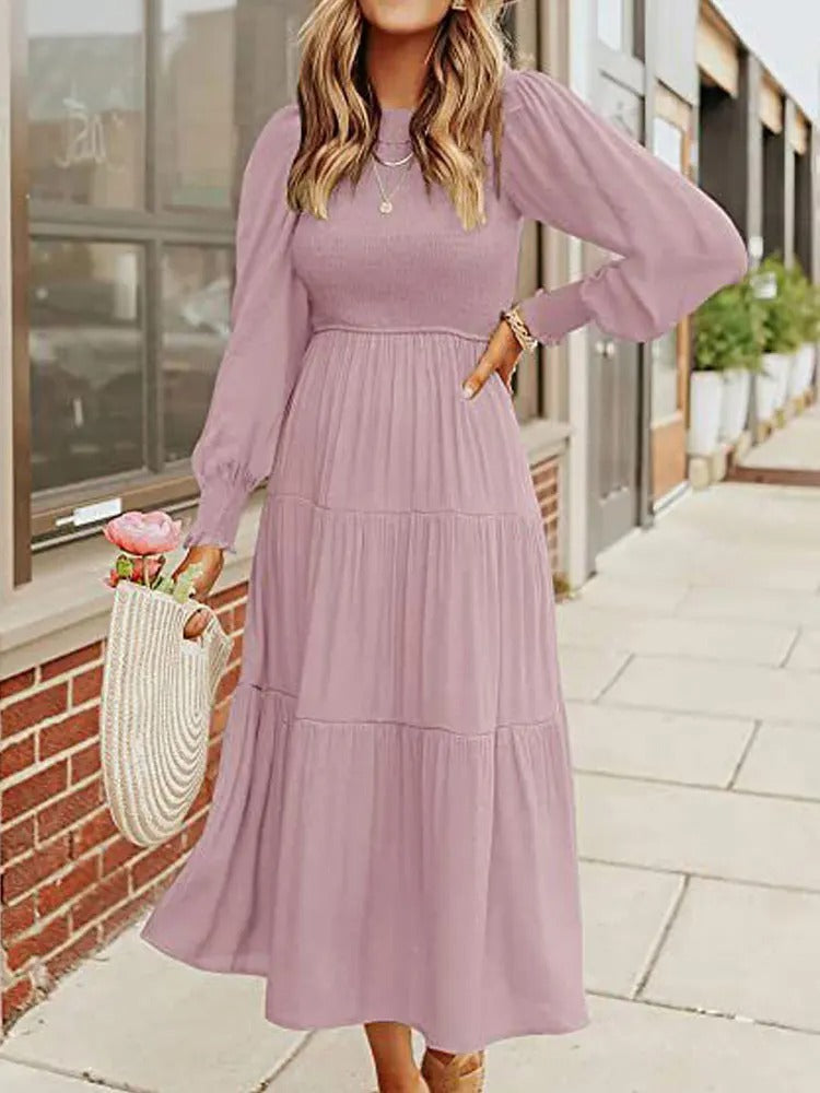 Eveloria Damen Midi-Kleid Langärmlig mit Dinnerjacket
