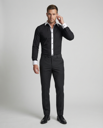 Eveloria Herrenhemd Zweifarbig Slim Fit