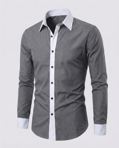 Eveloria Herrenhemd Zweifarbig Slim Fit