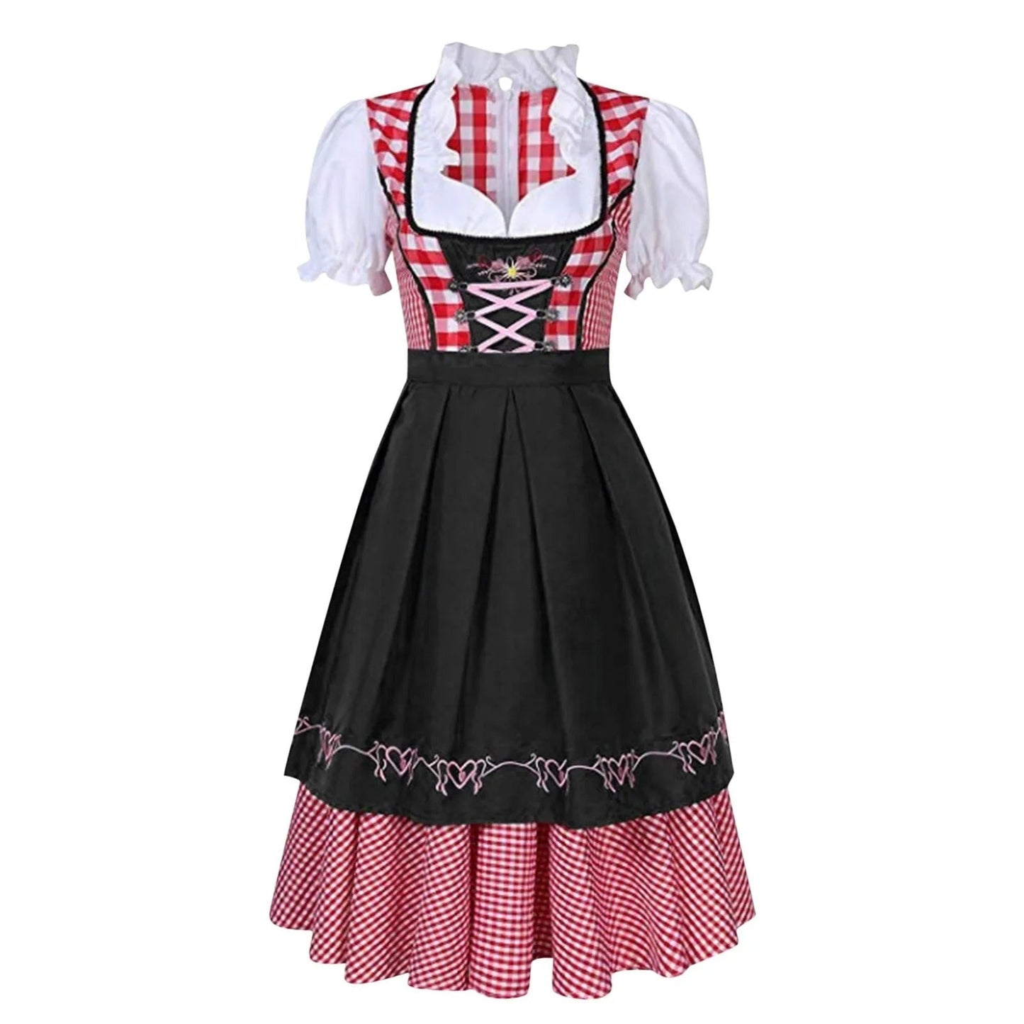Eveloria Damen Dirndl Karierter Stoff Blau