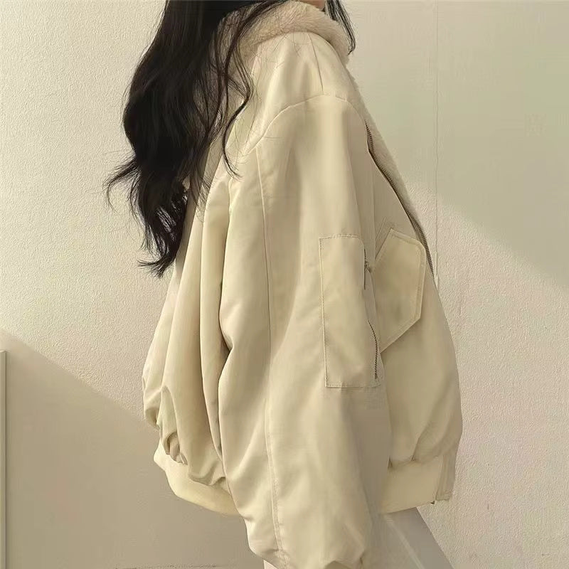 Damen Winterjacke Oversize Fleece-Innenfutter Kuschelig