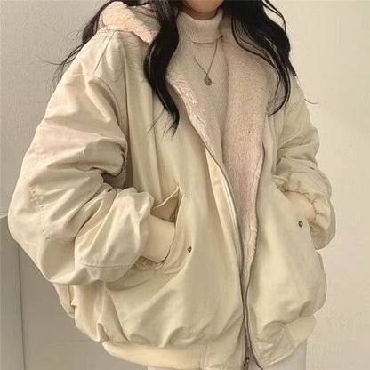 Damen Winterjacke Oversize Fleece-Innenfutter Kuschelig