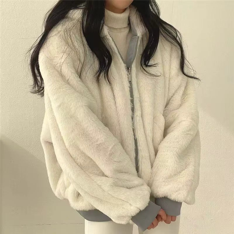 Damen Winterjacke Oversize Fleece-Innenfutter Kuschelig