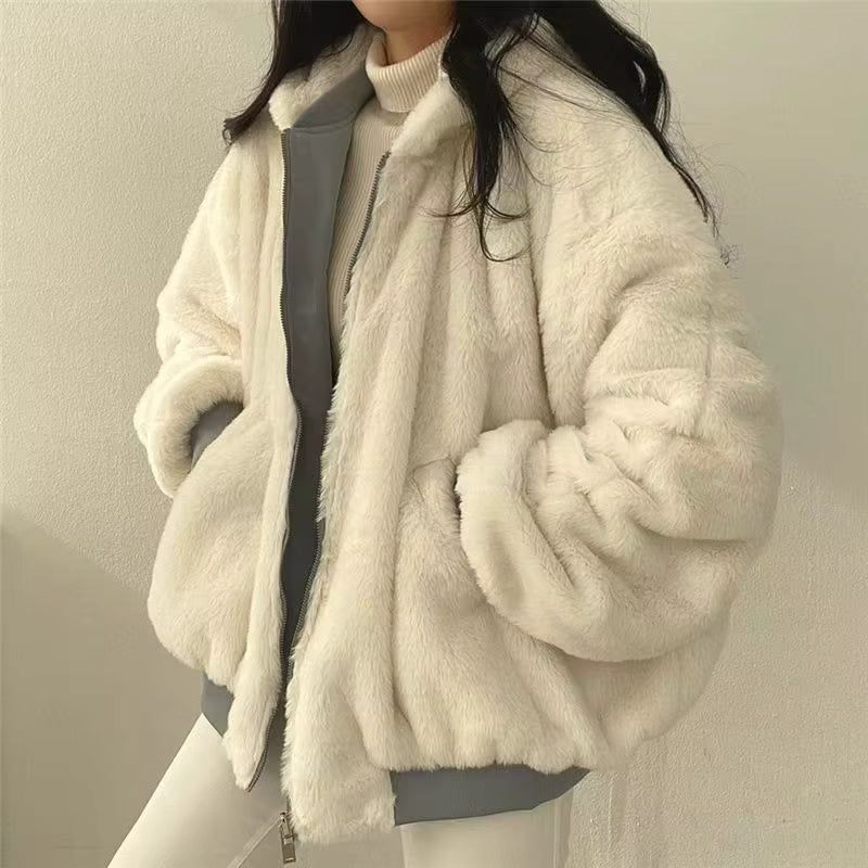 Damen Winterjacke Oversize Fleece-Innenfutter Kuschelig