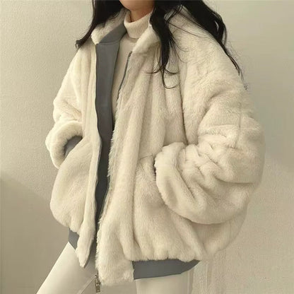 Damen Winterjacke Oversize Fleece-Innenfutter Kuschelig