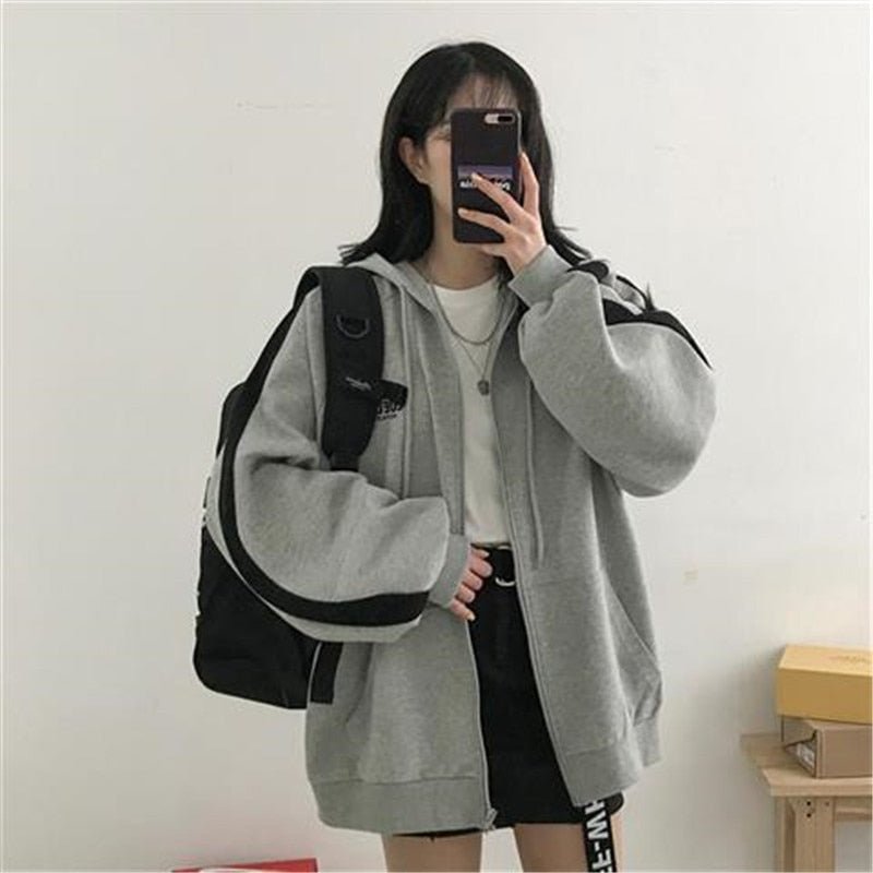 Damen Oversized Jacke mit Kapuze und Taschen