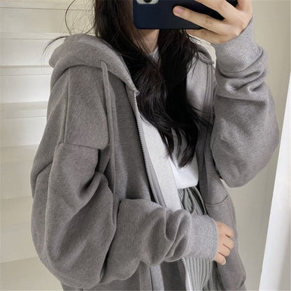 Damen Oversized Jacke mit Kapuze und Taschen