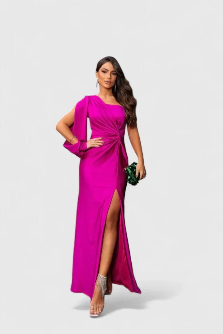 Damen Abendkleid Einer Schulter Raffung