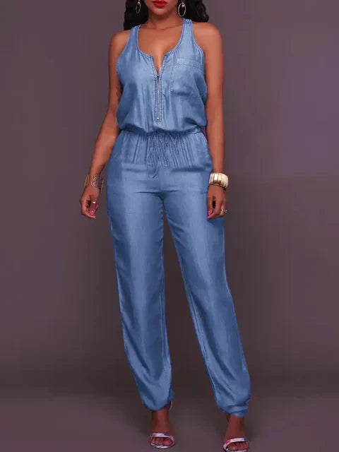 Eveloria Damen Jeans Jumpsuit