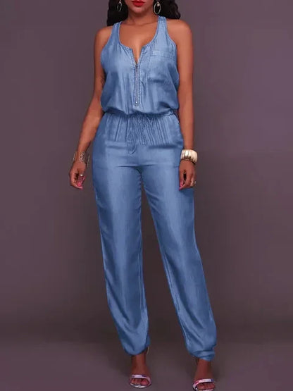 Eveloria Damen Jeans Jumpsuit