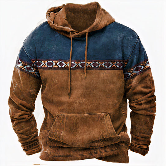 Herren Hoodie Vintage-Stil Ethno-Details Kapuze - Eveloria
