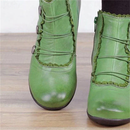 Damen Viktorianische Schnür-Stiefeletten Spitzenbesatz
