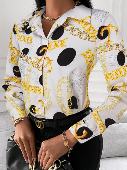 Eveloria Damenbluse mit goldenen Details