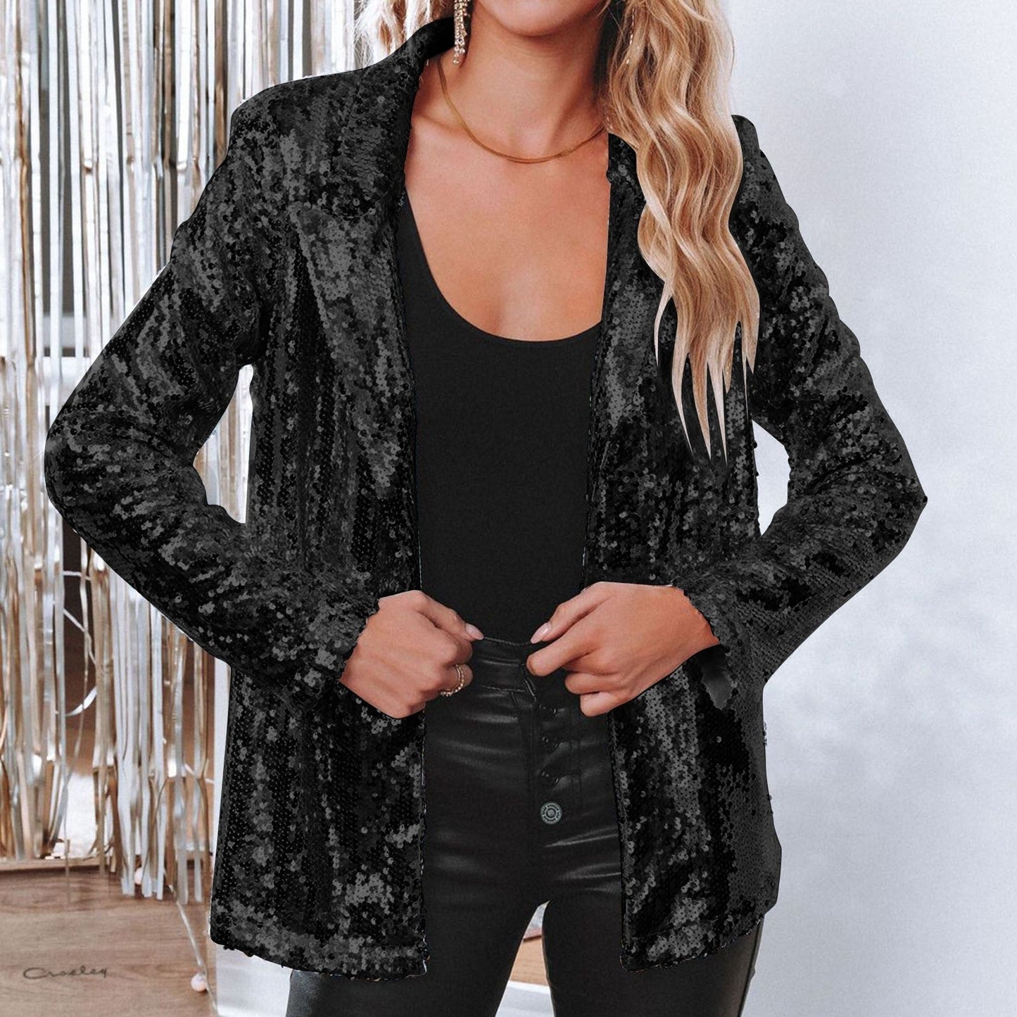 Eveloria Damen Blazer Pailletten