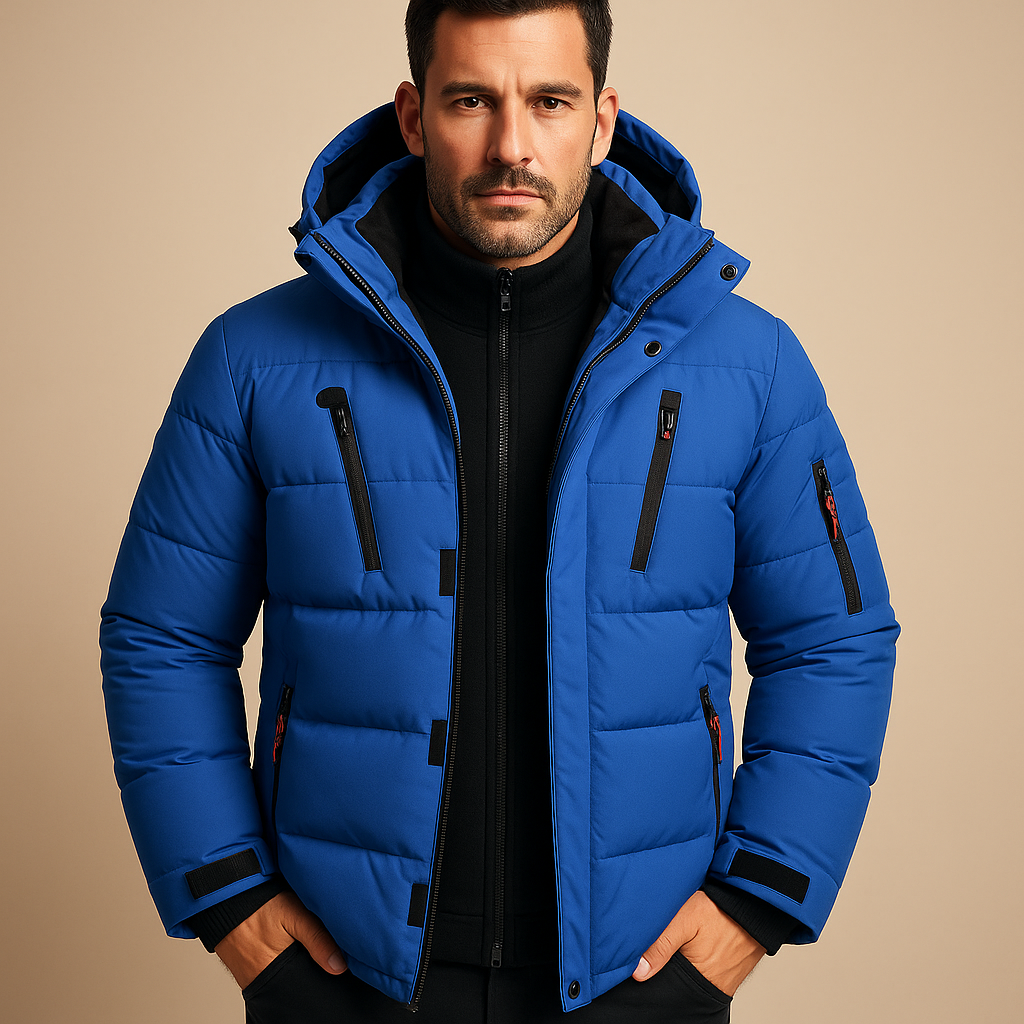 Herren Winterjacke Robust Reißverschluss Schwarz - Eveloria