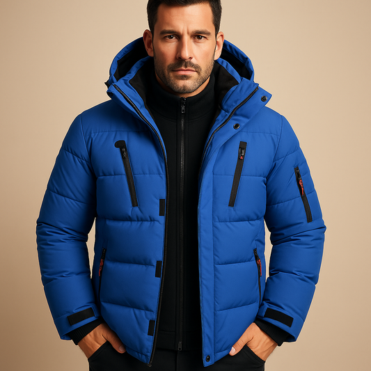 Herren Winterjacke Robust Reißverschluss Schwarz - Eveloria