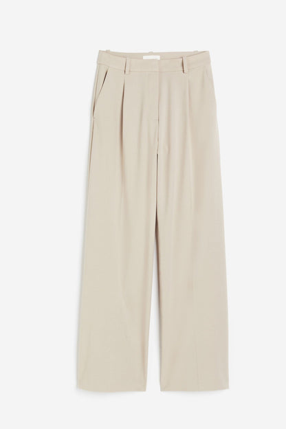 Damenhose Weit Bundfalten Gerader Schnitt