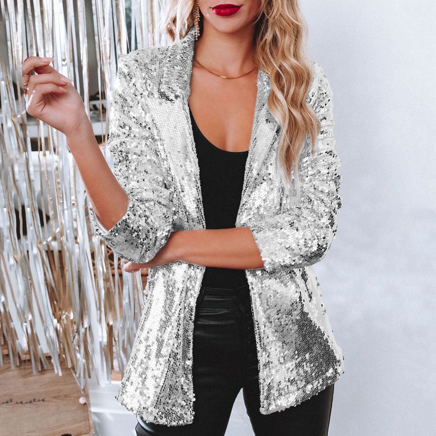 Eveloria Damen Blazer Pailletten