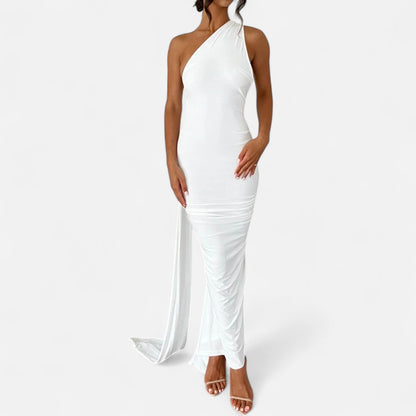 Damen Maxikleid Ein-Schulter-Neckholder