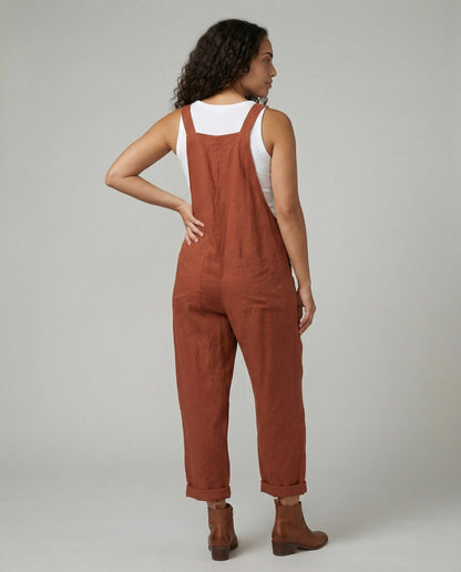 Damen Weite-Leg-Overall Baumwolle Verstellbarer Gürtel