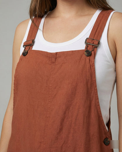Damen Weite-Leg-Overall Baumwolle Verstellbarer Gürtel