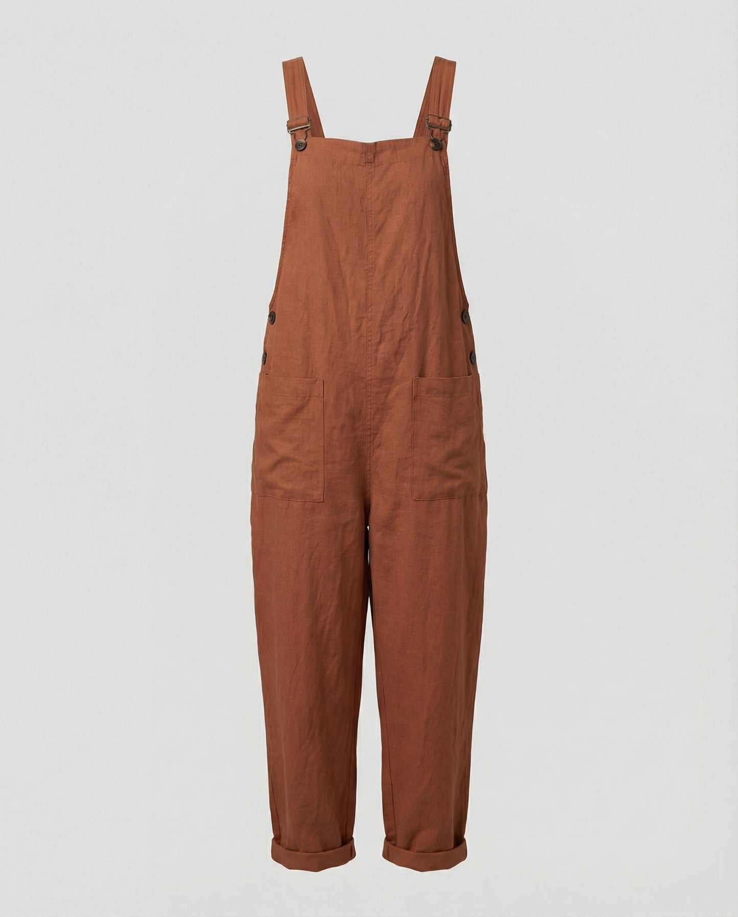 Damen Weite-Leg-Overall Baumwolle Verstellbarer Gürtel