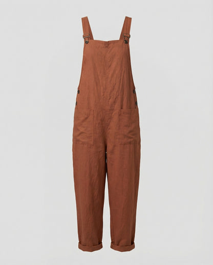 Damen Weite-Leg-Overall Baumwolle Verstellbarer Gürtel