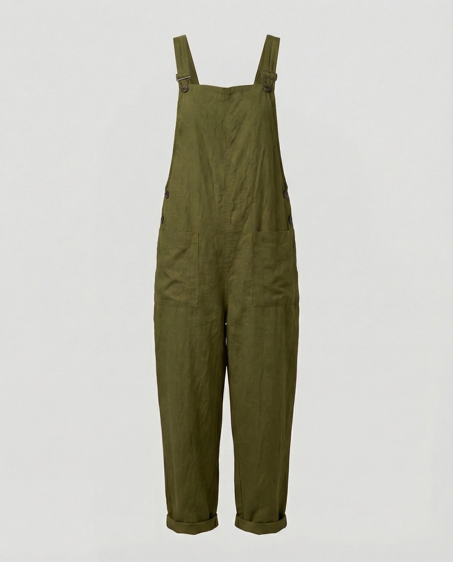 Damen Weite-Leg-Overall Baumwolle Verstellbarer Gürtel