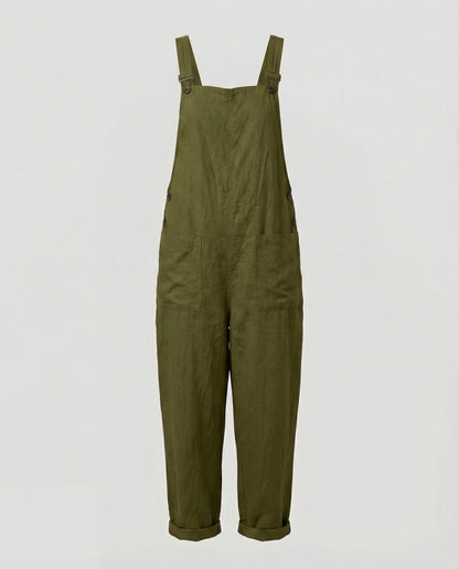 Damen Weite-Leg-Overall Baumwolle Verstellbarer Gürtel