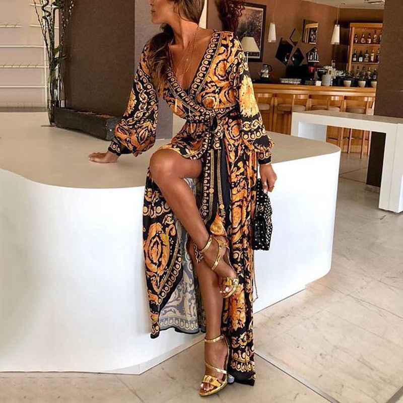 Eveloria Damenkleid Boho Schlitz