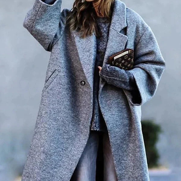 Damen Oversize Karomantel Langer Eleganter Wintermantel - Eveloria