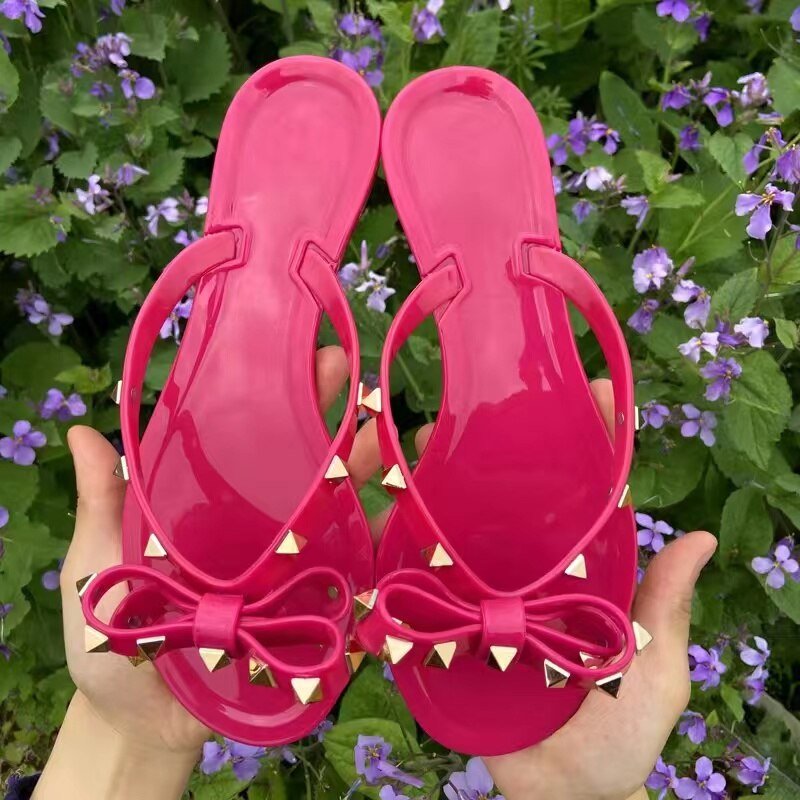 Eveloria Damen Flip-Flop-Sandalen Schleifen Nieten