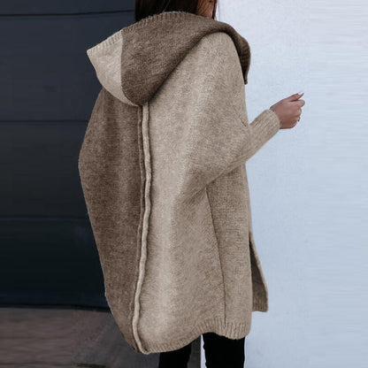 Damen Strickcardigan Lang Mit Kapuze - Eveloria