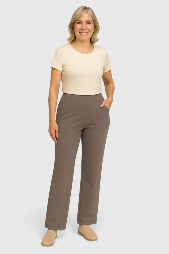 Damen Loungehose Weite Bein Stretchbund