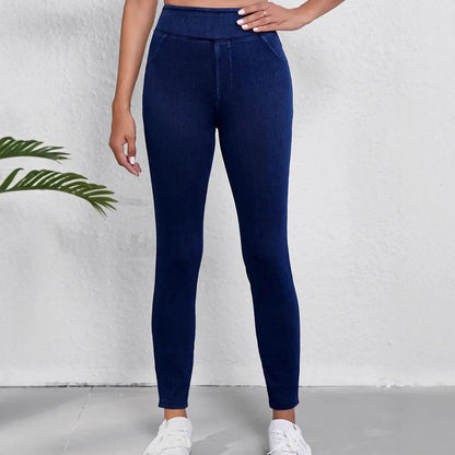 Damen Slimfit Jeans Hochbund Stretch Schwarz - Eveloria