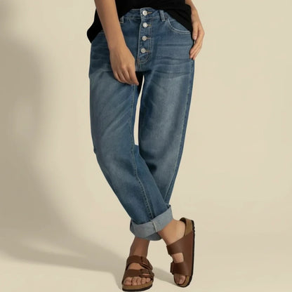 Damen Highwaist Jeans mit Knopfleiste