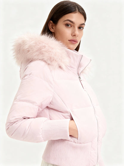 Damen Winterjacke Steppjacke Abnehmbare Kapuze Warm Leicht