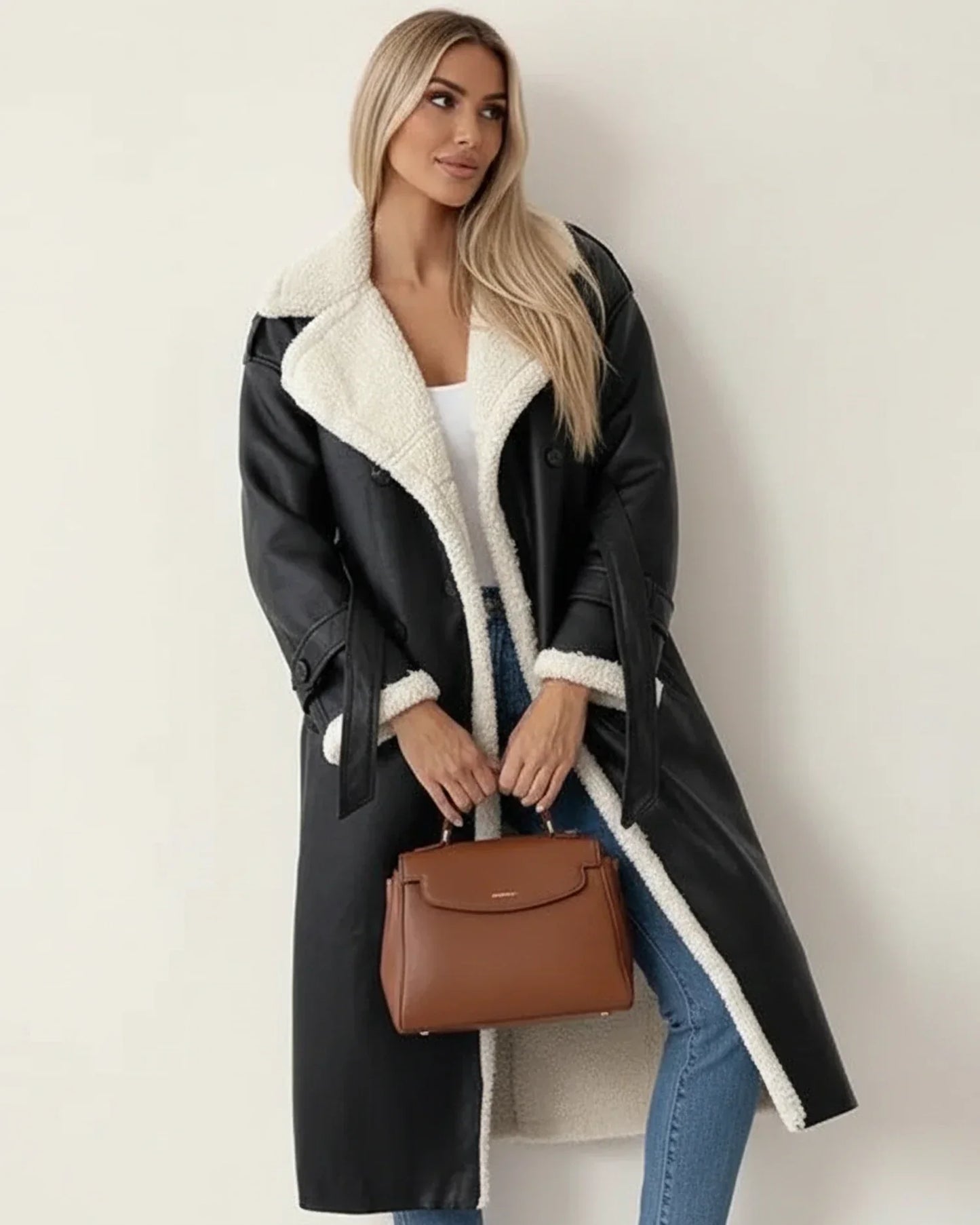 Damen Sherpa Wintermantel Lang