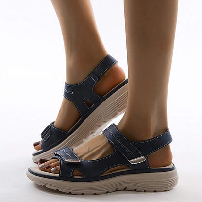 Damen Plateau Sandalen Lässig Klettverschluss