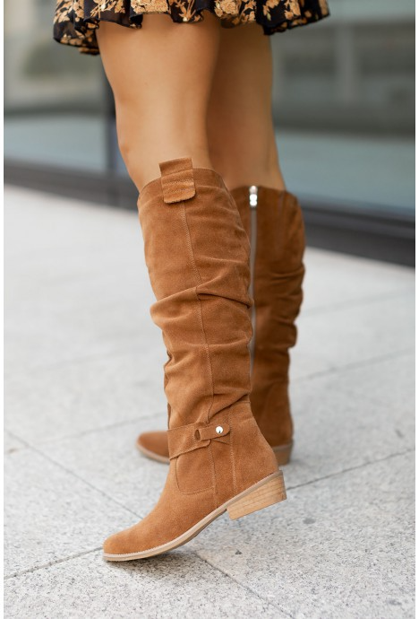 Damen Knöchelhohe Stiefel Wildleder Niedriger Absatz Schwarz - Eveloria