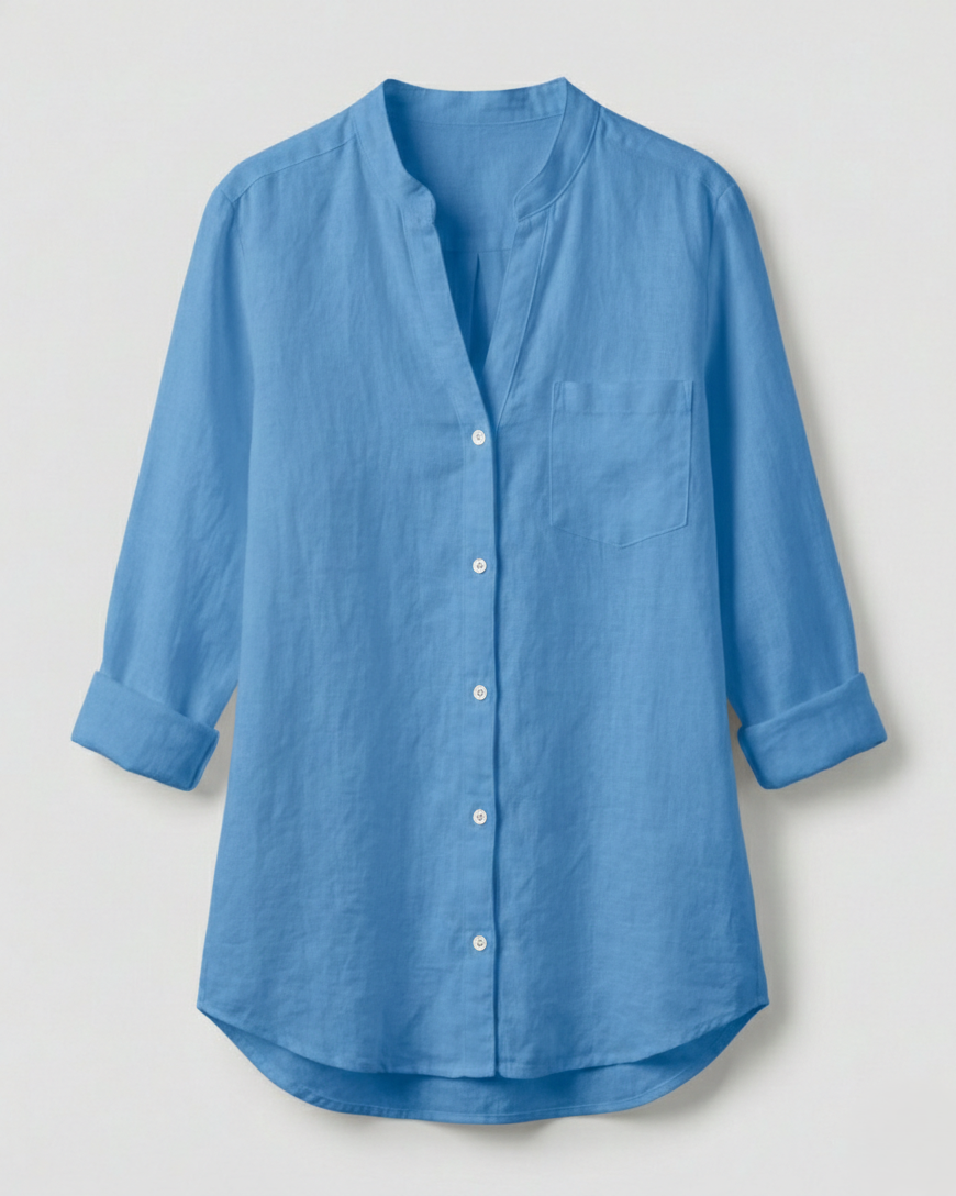 Damen Leichtes Baumwollhemd Blau