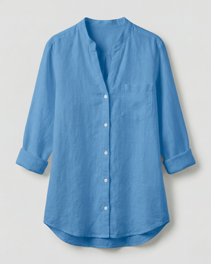 Damen Leichtes Baumwollhemd Blau