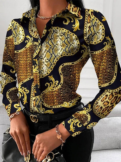 Eveloria Damenbluse mit goldenen Details