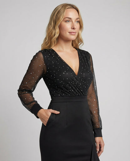 Eveloria Damen Abendkleid Glänzend Mit Pailletten