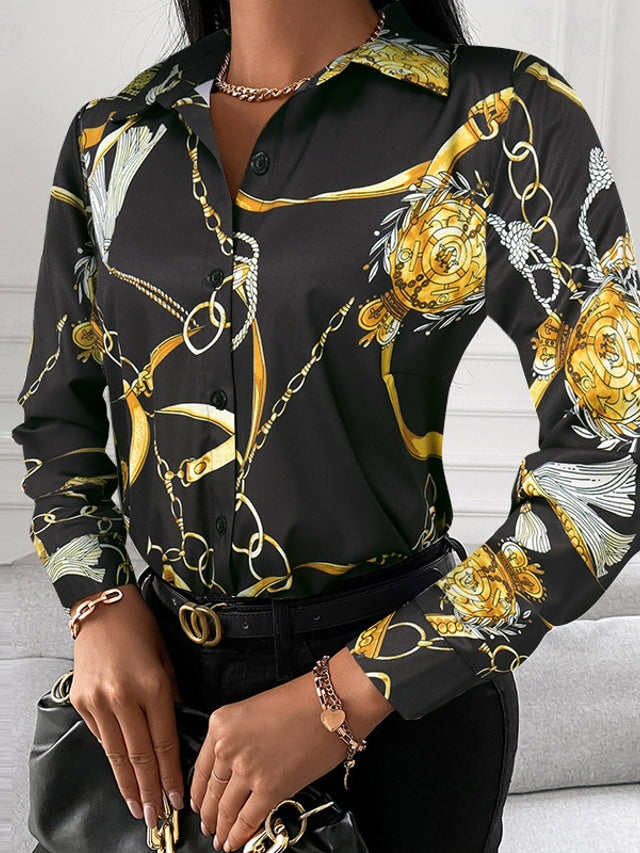 Eveloria Damenbluse mit goldenen Details